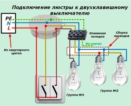 Схема параллельного подключения лампочек Раздельно-групповое подключение ламп и светильников