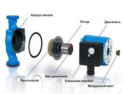 Схема циркуляционного насоса для систем отопления Устройство циркуляционного насоса