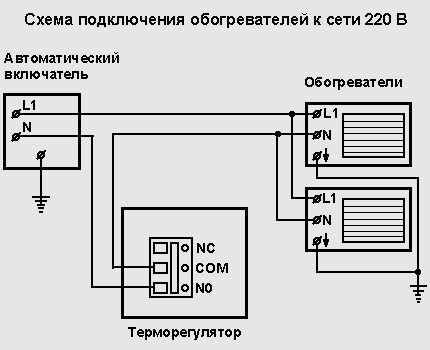 Как сделать электрическое отопление теплицы своими руками Схема подключения обогревателей через терморегулятор