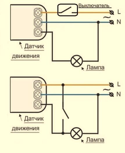 Схемы с клавишным выключателем Схемы с клавишным выключателем