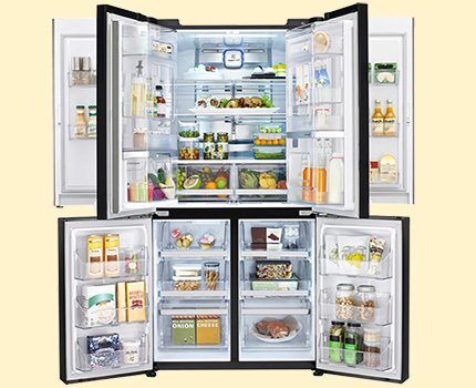 Большой холодильник марки Л-джи с различными режимами хранения продуктов Многокамерные холодильники для большой семьи
