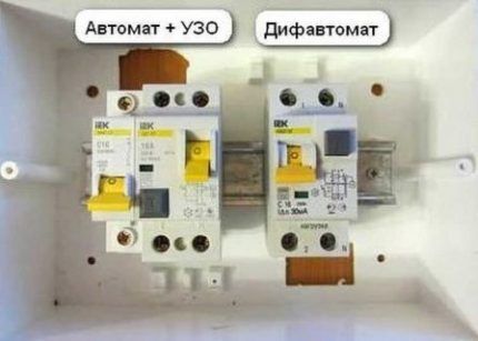 При выборе устройства следует смотреть на маркировку Отличие УЗО и автомата от дифавтомата