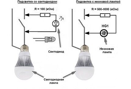 Схема подключения подсветки в выключателе Схема подключения подсветки в выключателе