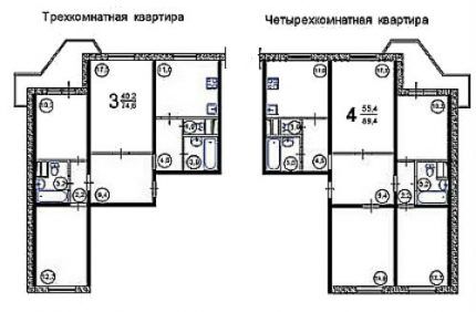 Схемы расположения санузлов в больших квартирах