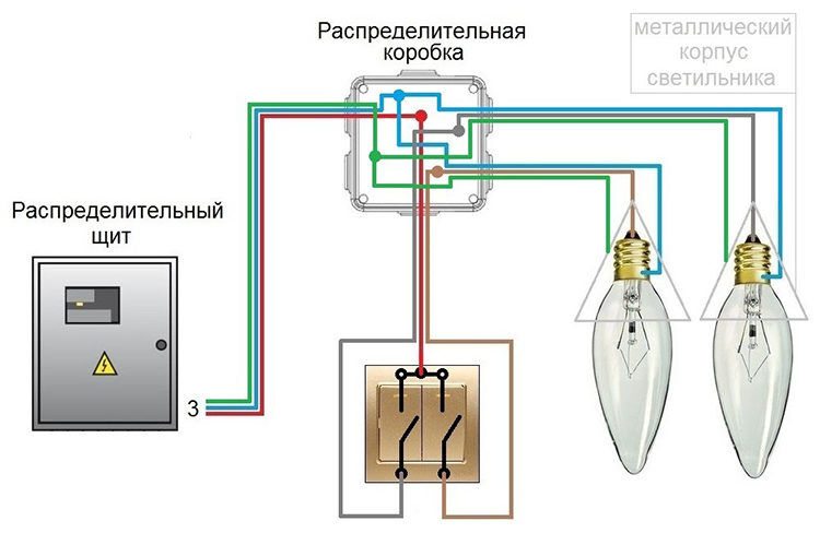 Правила подключения двух ламп освещения к одному выключателю