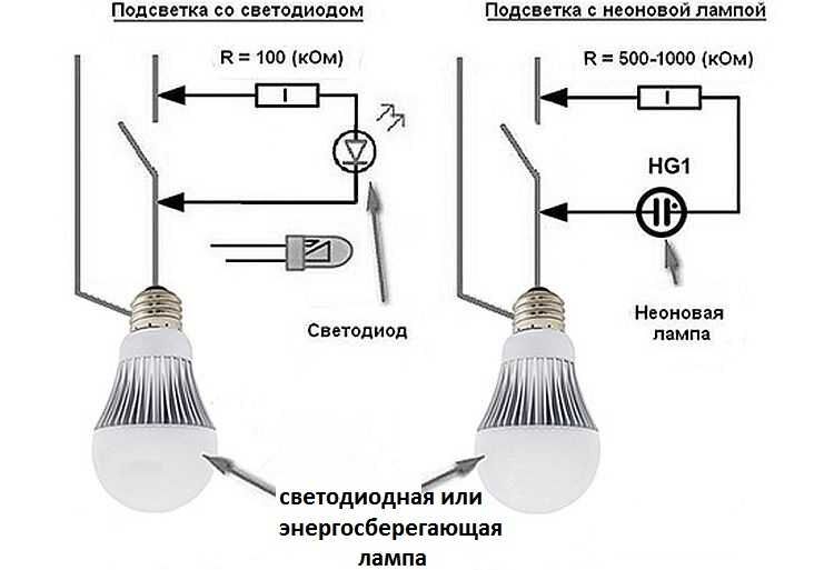 Почему моргает свет в квартире. Схема подключения светодиода в выключателе с подсветкой. Схема осветительных ламп светодиодных. Схема освещения светодиодными лампами. Схема выключения света лампа выключатель.