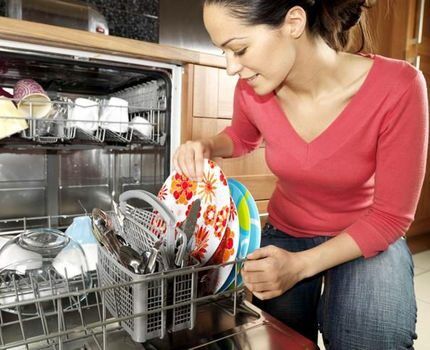 Домохозяйка в посудомоечной машине