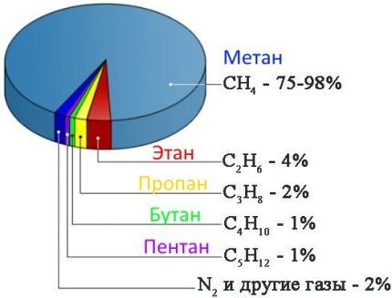 Состав газа в процентом соотношении