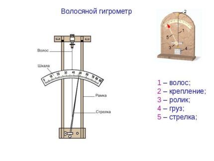 Устройство волосяного гигрометра